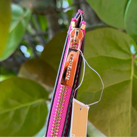 Michael Kors Jet Set Top Zip Card Case Wallet Electric Pink Multi - Picture 9 of 12